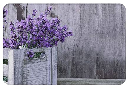Fußmatte mit Lavendel-Motiv, bedruckt, 40,6 x 61 cm, für den Innen- und Außenbereich, Eingangsbereich, Terrasse, Schlafzimmer