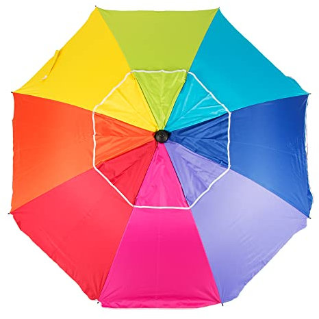 CREVICOSTA QUALITY MARK MARCAS DE CALIDAD - Sombrilla 220 cm con Espiral y Poste de Recorrido Total. Protección total contra los Rayos UV. 8 Varillas (Orgullo)