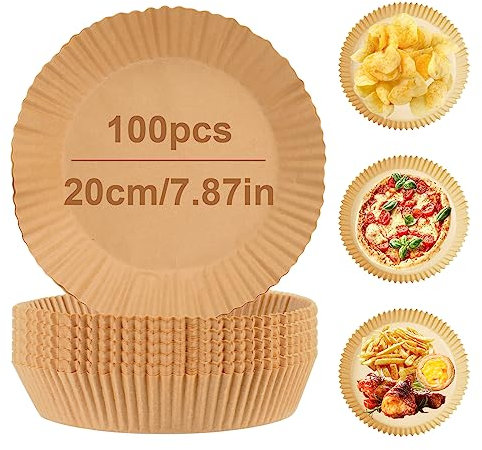 100 unidades de papel de horno para freidora de aire caliente,20 cm, papel de horno Airfryer,freidoras de aire desechables antiadherentes, papel pergamino,forro de papel desechable,para hornear