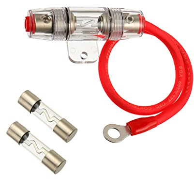 SIGANDG 20A AGU Porte-fusible avec Fil d'alimentation 8 Gauge AWG 1ft - Cuivre Exempt d'oxygène à 99,9%