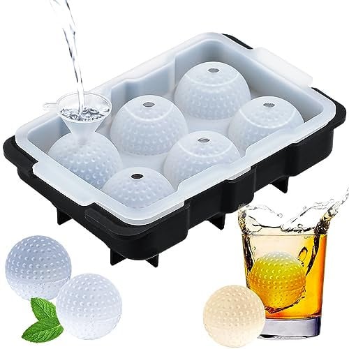 Webake Golf Ball Ice Molds with Lid & Funnel, Golf Gifts Ball Ice Maker for Cocktails, Whiskey, Bourbon Chilling, 6 Holes 1.6 Round Sphere Ice Cube Trays