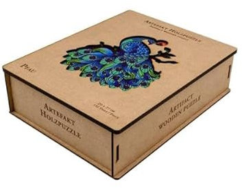 Philos 9081 - Artefakt Holzpuzzle 2 in 1 Pfau, 132 Teile, in Holzbox