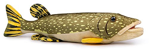 lilizzhoumax Fisch plschtier stofftier Kuscheltier Pike Hechtfisch Hecht Simuliertes Tier Kawaii Realistische Spielzeug für Wilde Tiere Geschenk für Kinder 18zoll