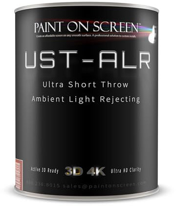 Paint on Screen Projector Screen Paint with Ambient Light Rejection | UST Projector Screen Paint For Picture Perfect 1080 HD and 4K UHD Clarity in High Ambient Light Spaces | Matte Gray, 1 Gallon