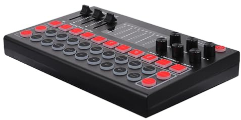 jojofuny Live Soundkarte Audio Mixer Tragbarer Audiomixer mit Echtzeit Ohrhörer Monitoring Integrierten Soundeffekten für PC und Handy bei Live Show und Broadcast