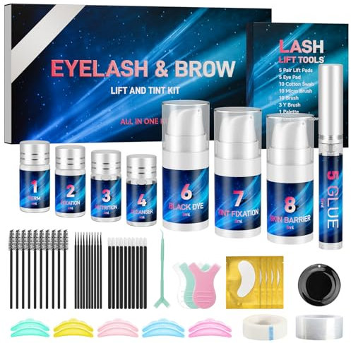Newest Lash Lift Kit & Brow Lamination Kit, 4 In 1 Eyelash Lift Kit & Brow Lamination Kit with Black, Skin Barrier, Salon-Quality Lashes Lift & Brow Lamination, Long Lasting 4-6 Weeks