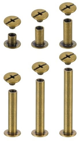sourcing map 50 Sets Chicago Screw Rivets Metal Phillips Head Binding Screws Post Nail Rivet Stud Screw for DIY Leather Belt Bag Craft Bookbinding, 5 Sizes, Bronze