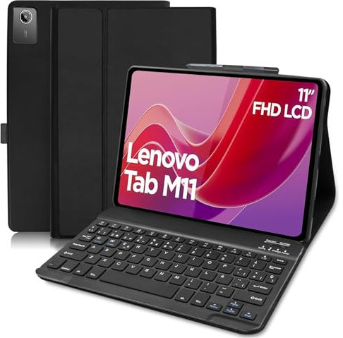 WINCHKING Teclado para Lenovo 11 Pulgada Tab M11 - Funda con Teclado Español Ñ Bluetooth Inalámbrico Extraíble para Tablet Lenovo Tab M11 (Negro)