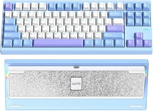 CutiePcs WOBKEY Crush 80 Reboot CNC Aluminium 5-Sekunden-Schnellverschluss, Dreifach-Verbindungsmodi, Mechanische Tastatur mit überragender Akustik (Pro Blau)