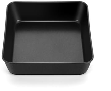 Homikit Quadratische Auflaufform, 15,9 x 15,9 x 5cm Edelstahl Eckige Backform Kuchenform mit Gesund Antihaftbeschichtete, Schwarz Brownie Ofenform für Kuchen/Lasagne/Aufläufe, Leicht zu Reinigen