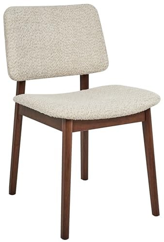 Beliani Lot de 2 Chaises de Salle à Manger Bouclé Polyester Assise et Structure Marron Foncé Beige Blane
