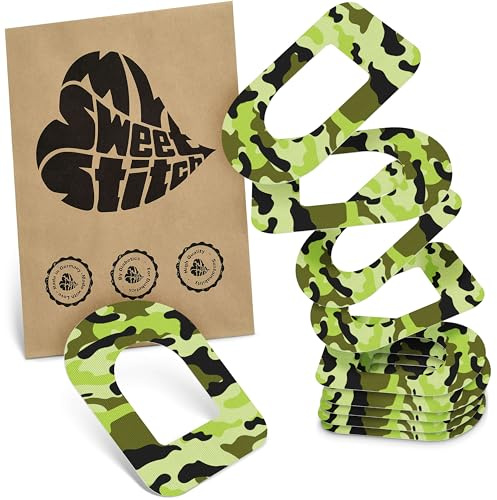 MySweetStitch 10 Ringpatches für Omnipod 5/DASH/EROS oval Camo | Stabilisiert ablösende Ränder, Mitte bleibt frei, wasserfest und flexibel, bis zu 3 Tage Halt