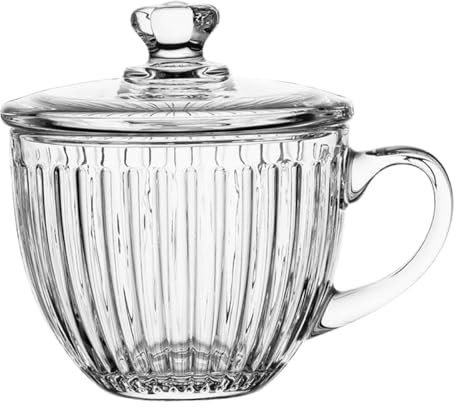 Bafnsiji Clear Glass Bowl with Handle and Lid, Glass Cereal Bowl, Oatmeal Breakfast Bowls, Soup Bowls with Handles, Glass Soup Bowl, Overnight Oats Containers