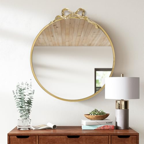 Wandspiegel ⌀50 cm Spiegel zum Hängen, Dekorative Wandspiegel zum Aufhängen, Vintage-Spiegel mit Fliege Moderner Industrial, Asymmetrisch Unregelmäßige Ovale Spiegel für Wand für Bad, Waschtisch