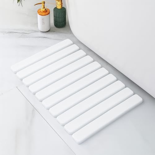 Pure 4Home Tappeto Bagno Diatomite Pieghevole 60 x 39 cm – Antiscivolo, Asciugatura Rapida – Tappetino Diatomite Pieghevole, Doccia Pietra Assorbente – Tappeto in Pietra per Doccia – Stone Bath Mat