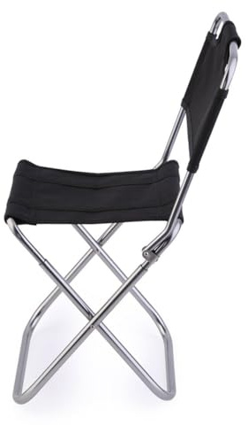 Klappstuhl mit Rückenlehne Schwarz aus Aluminiumlegierung und Oxford Stoff | Campingstuhl Faltbar Leicht, Klappstuhl für Camping und Outdoor Auftritte, Wasserfest und Atmungsaktiv
