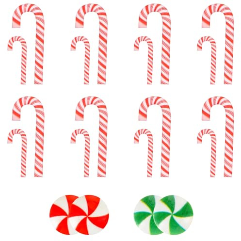 Mini Zuckerstangen Weihnachten Deko, Weihnachtsbonbon Künstliche Süßigkeiten, Hängende Zuckerstanges Weihnachtsbaum, Kleine DIY Süßigkeitens für Weihnachtsfeier Girlanden Baumschmuck (Set C-40pcs)