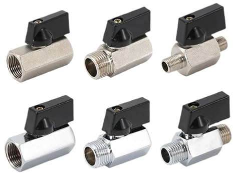 Mini-Robinet à Bille en Laiton 1/8, 1/4, 3/8, 1/2 BSP fileté mâle vers Femelle for vanne d'arrêt d'eau, de gaz et d'huile, compresseur d'air(F-F Polishing Type,1/8)