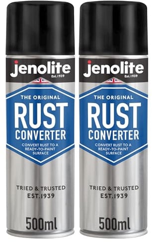 JENOLITE Convertisseur de Rouille Spray | 2 x 500ml | Traitement Antirouille pour Métal | Antirouille Carrosserie | à Base d'Époxy Convertisseur de Rouille