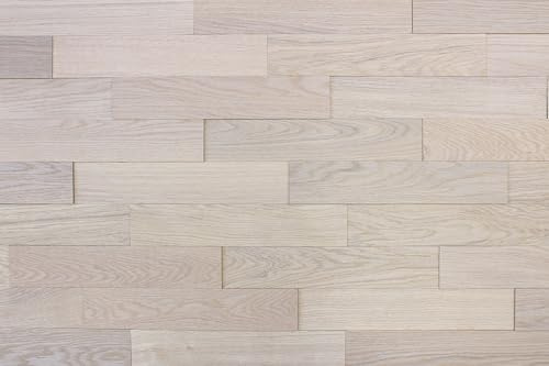 wodewa | Wandverkleidung Holz Eiche Weiß Arctic selbstklebend | 1m² 3D Echtholz XL-Paneele 400x80mm | Skandinavisch Hell Modern | Made in Germany | gekalkt geölt 400