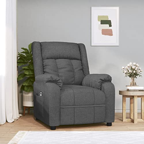 GeenYuu Poltrona relax elettrica in tessuto grigio scuro con 3 posizioni, motore elettrico, telaio in legno e metallo, telecomando, sedia da soggiorno per rilassarsi seduti e dormire