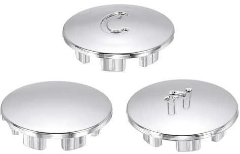 sourcing map 3Pcs Faucet Index Buttons, 3/4 Inner Diameter Faucet Handles Button Acrylic Hot and Cold Sink Knob Replacement Handle Cap for Bathroom Kitchen, Silver