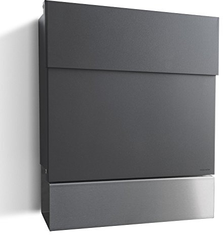 Letterman 5 Briefkasten anthrazit mit Edelstahl Zeitungsrolle - radius design