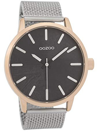 Oozoo Herrenuhr mit Metallband 45 MM Rose/Dunkelgrau/Silberfarben C9657