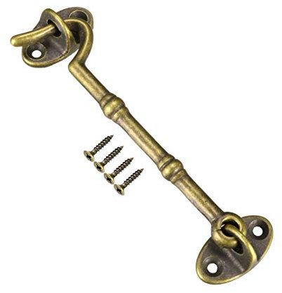 sourcing map 4.1 Cabin Hooks Eye Latch Door Gate Swivel Window Brass Hook with Mounting Screws Antique Bronze 1pcs