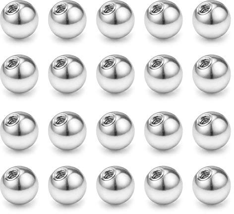 FECTAS 20er Piercing Kugel Set Chirurgenstahl Silber Ersatzkugel Schraubkugel(2.5/3/4/5/6/8mm) für Gewinde 1,2mm 1mm