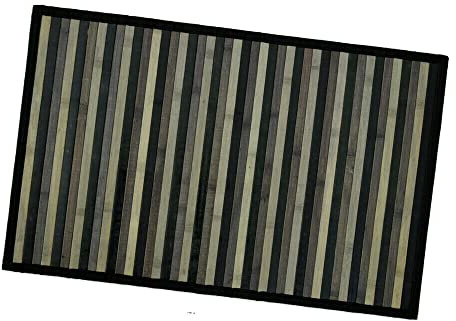 emmevi Bambus-Teppich aus Holz, rutschfest, Fußmatte, Bambus, Küche, Bad, Degradé, 50 x 225 cm, Schwarz