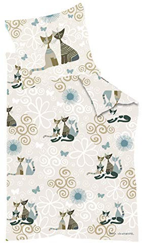Rosina Wachtmeister Pussy Cat Wendebettwäsche Mako Satin Col. 5 Beige 135 x 200 cm