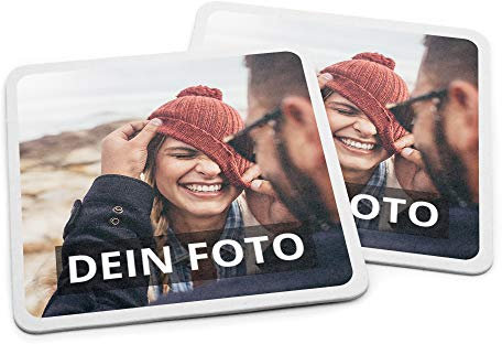 Bierdeckel mit Foto personalisiert - Personalisierbare Bierdeckel Bedrucken (Eckig) (Pappe, 100er Set)