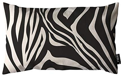 EKOBLA Überwurf-Kissenbezug, Zebrastreifen, schwarz-weiß, Zebramuster, Tiermuster, Haut, abstrakte Kunst, rechteckiger Überwurf für Couch, Sofa, Heimdekoration, Baumwollleinen, 30,5 x 50,8 cm