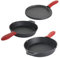 Megachef Skillet, Pan, and Griddle Juego de Utensilios de Cocina de Hierro Fundido, Negro/Rojo