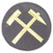 Aufnäher Abzeichen Schlägel und Eisen S&E Bergbau Bergwerk Bergmann 8cm goldfarben