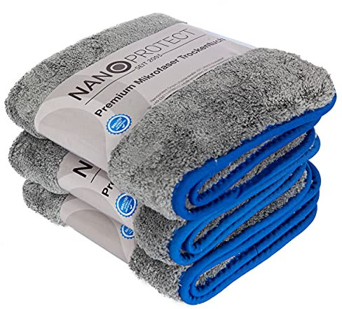 Nanoprotect Premium Mikrofasertücher Pack | Hochwertiges Trockentuch für die Auto-Pflege | Ultraweiches Poliertuch aus Microfaser | 1000 GSM – 40 x 40 cm | 3 Stück