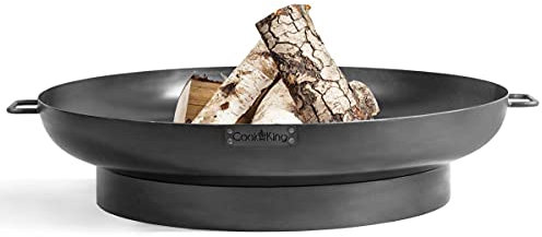 Cookking Feuerschale Dubai rund, Feuerstelle Garten & Terrasse für den Boden, Mit Tragegriffen, Stahl, Schwarz, 18x70x70cm