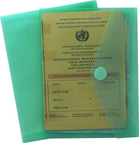 orgaexpert Schutzhülle für Alten Impfpass 160 x 120mm GRÜN Mappe mit Klettverschluss Impfausweis Impfbuch Hülle Etui Umschlaghülle