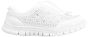 Yours - Diamante Embellished Trainer in Extra Wide Eee Fit - Women's White