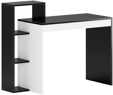 SogesHome Scrivania per computer con stoccaggio e ripiani 110 cm x 40 cm, studio per piccoli spazi Moderno stile semplice Tavolo d'angolo dell'ufficio domestico,WL-SZKST-BD-2