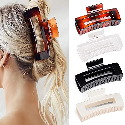 SeWooo 4 Stück Große Haarklammer,Klaue Clips,Rutschfest Haarspangen Haargreifer Einfache Unregelmäßige,Rutschfeste Haarnadel Haar Zubehör Für Frauen