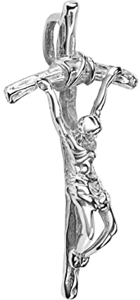 JEVELION Kreuz-Anhänger 925 Sterlingsilber Silber-kreuz Jesus Christus Kruzifix für Damen und Herren als Kettenanhänger mit Schmuck-Etui