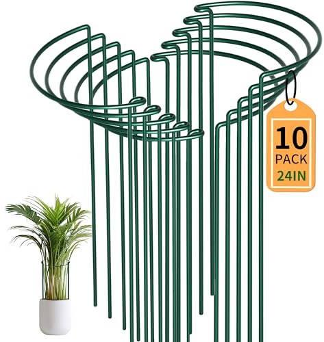 SYITCUN Lot de 10 60cm Haute Tuteurs Pour Plantes, 25 cm de Diamètre Piquets Verts Demi-Ronds Support, Aidez Vos Plantes à Pousser - Anneau Pieux à Hortensias