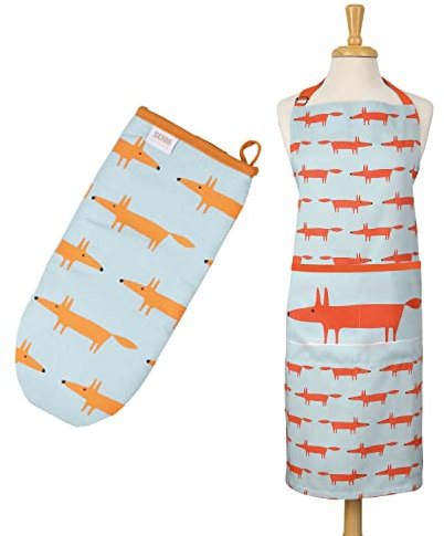 Auntie Morags Scion Mr Fox Blue - Adult Apron & Gauntlet Set