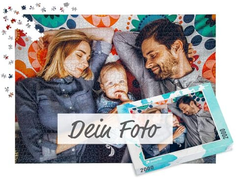 puzzleYOU Fotopuzzle selbst gestalten - Fotopuzzle 2000 Teile, Schachtel-Design Weltkarte - Puzzle mit eigenem Bild erstellen - 2000 Teile Puzzle individuell Bedrucken