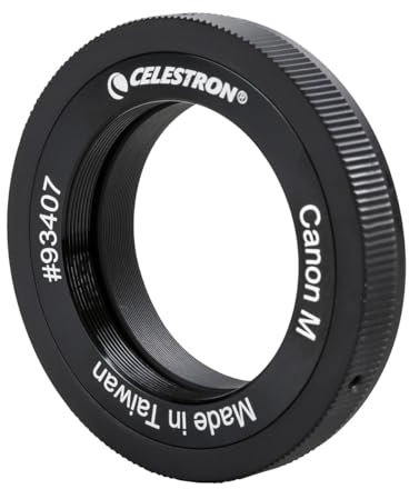 Celestron 93407 Canon M-Mount T-Ring mit einem Gewinde mit 42 mm Durchmesser - Für Bilder von Nachthimmel und Natur. Mit EOS M-Mount spiegellosen Kameras und T-Adaptern kompatibel, Schwarz