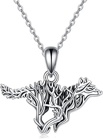 ONEFINITY Sterling Silber Wolf Halskette Frauen Wikinger Schmuck Geburtstag für Wolf Liebhaber Mutter Freund…