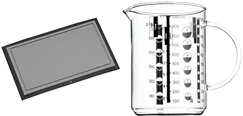 WMF Schneidebrett Tranchierbrett Touch schwarz 32 x 20 cm rechteckig aus Kunsstoff Saftrillen spülmaschinengeeignet leichte Reinigung & Messbecher 1 l Gourmet aus hitzebeständigem Glas