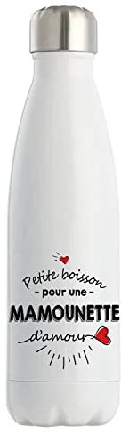 Bouteille isotherme Petite Boisson d'une Mamounette d'amour | Gourde Idée Cadeau Famille Maman Fête des Mères Anniversaire Noël